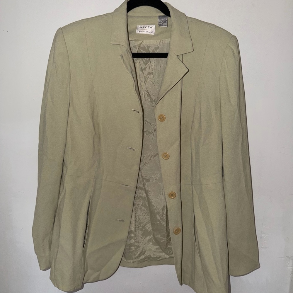 Preview Collection Light Green Tailored Blazer Jacket Size 10
